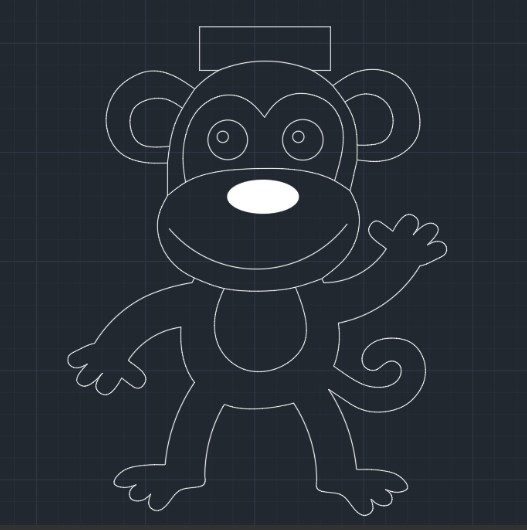 Laser-cut monkeys hinged to the frame